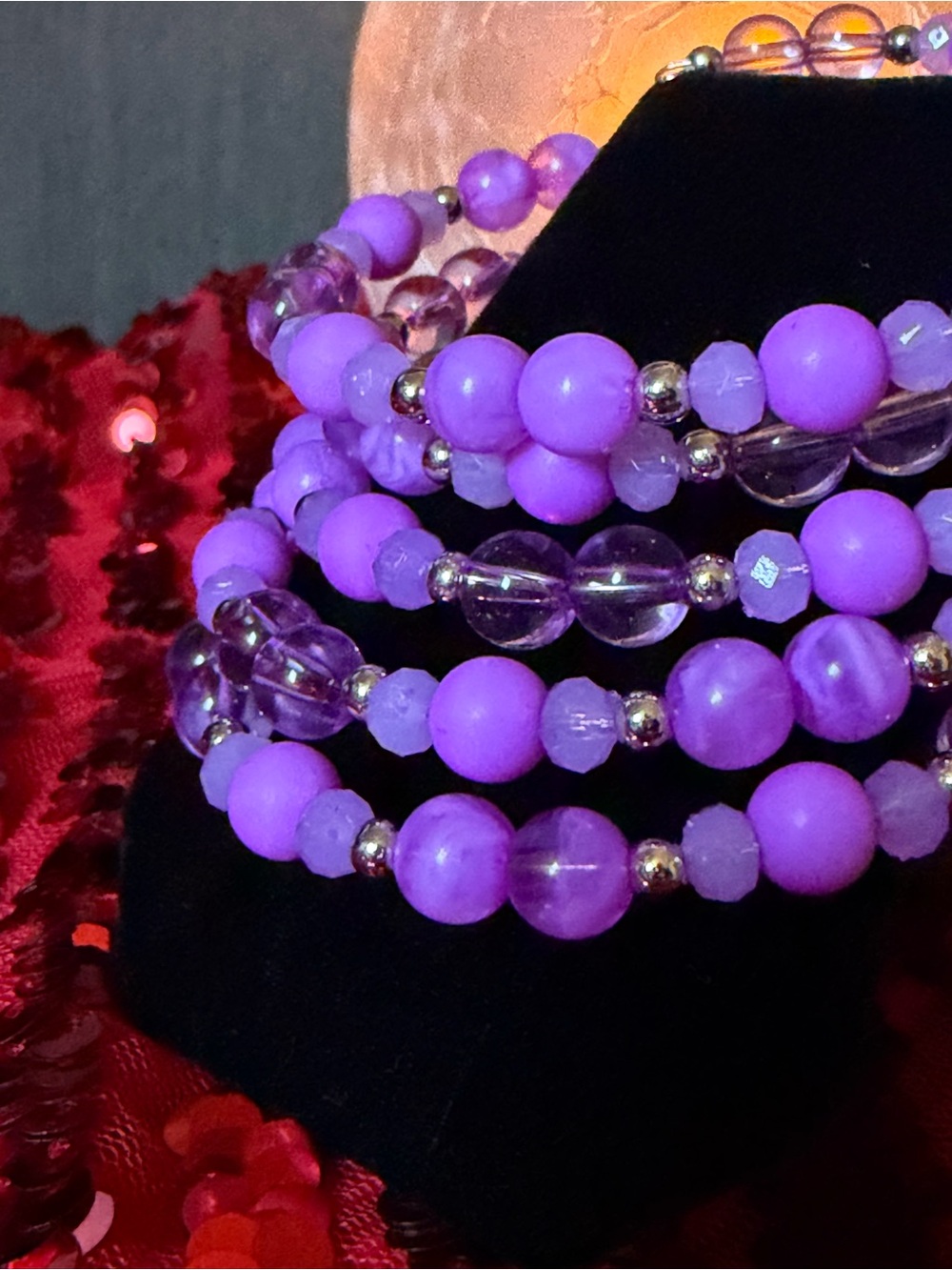 Purple coil bracelet.